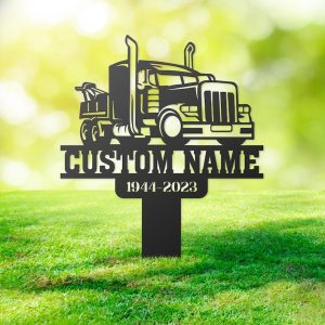 DINOZOZO Trucker Memorial Plaque Stake Custom Metal Signs