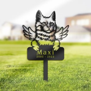 DINOZOZO Turkis Angora Cat Grave Marker Garden Stakes Cat Memorial Gift Cemetery Decor Custom Metal Signs