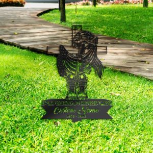 DINOZOZO USA Veteran Fallen Soldier Grave Marker Memorial Sign with Stake Sympathy Gifts for Loss of Loved One Custom Metal Signs4