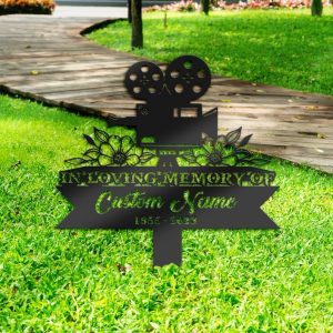 DINOZOZO Videographer Cameraman Movie Maker Grave Marker Memorial Sign with Stake Sympathy Gifts for Loss of Loved One Custom Metal Signs4
