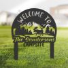 DINOZOZO Welcome to Our Campsite Sign with Stake Moose and Mountain Landscape Camper RV Decor Camping Custom Metal Signs 1