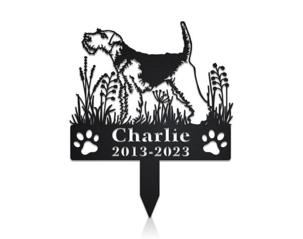 DINOZOZO Welsh Terrier Dog Grave Marker Garden Stakes Dog Sympathy Gift Cemetery Decor Memorial Custom Metal Signs