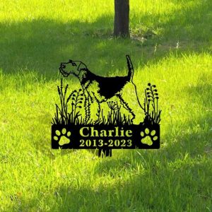 DINOZOZO Welsh Terrier Dog Grave Marker Garden Stakes Dog Sympathy Gift Cemetery Decor Memorial Custom Metal Signs4
