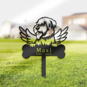 DINOZOZO White Wheaten Terrier Dog Grave Marker Garden Stakes Dog Memorial Gift Cemetery Decor Custom Metal Signs