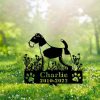 DINOZOZO Wire Fox Terrier Dog Grave Marker Garden Stakes Dog Sympathy Gift Cemetery Decor Memorial Custom Metal Signs2