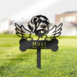 DINOZOZO Wirehaired Pointing Griffon Dog Grave Marker Garden Stakes Dog Memorial Gift Cemetery Decor Custom Metal Signs