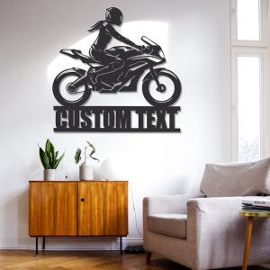 DINOZOZO Woman Riding Motorcycle Custom Metal Signs2