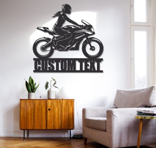 DINOZOZO Woman Riding Motorcycle Custom Metal Signs
