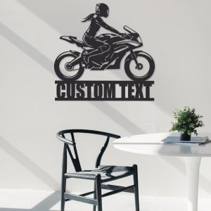 DINOZOZO Woman Riding Motorcycle Custom Metal Signs3