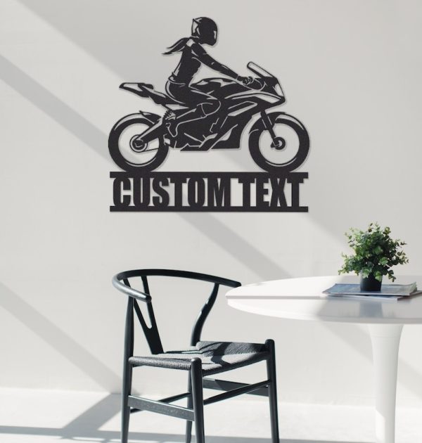 DINOZOZO Woman Riding Motorcycle Custom Metal Signs