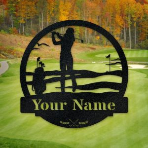 DINOZOZO Womens Golf Monogram 19th Hole Custom Metal Signs