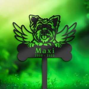 DINOZOZO Yorkshire Terrier Dog Grave Marker Garden Stakes Dog Memorial Gift Cemetery Decor Custom Metal Signs2