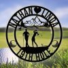 DINOZOZO 19th Hole Couple Playing Golf Monogram Wedding Valentines Day Anniversary Gift Custom Metal Signs2
