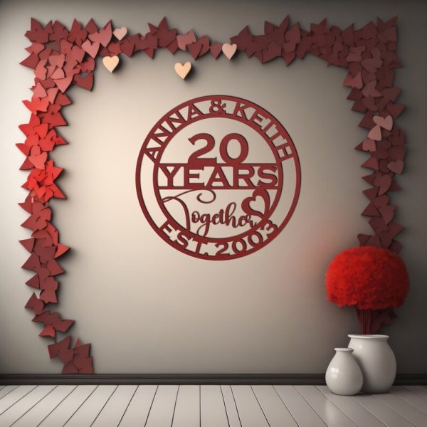 DINOZOZO 20th Anniversary Gifts For Parents 20 Years Together Valentine’s Day Wedding Gift Custom Metal Signs