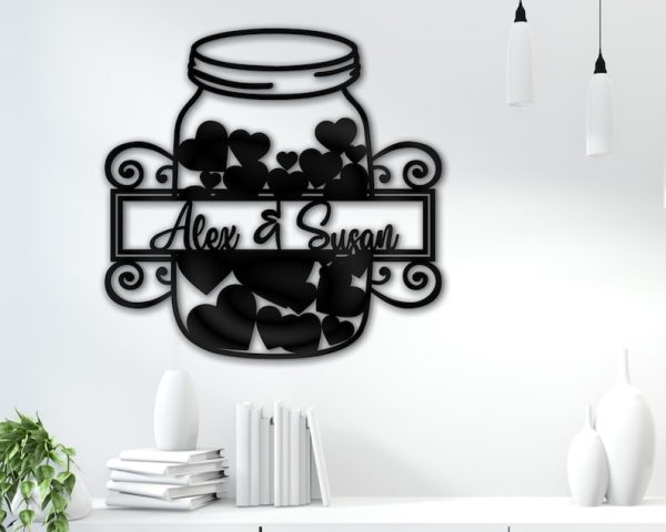 DINOZOZO A Jar of Heart Kitchen Decor Wedding Valentine’s Day Anniversary Gift Custom Metal Signs