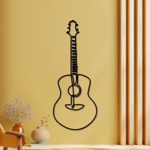 DINOZOZO Acoustic Guitar Minimalist Wall Art Music Room Recording Studio Business Custom Metal Signs