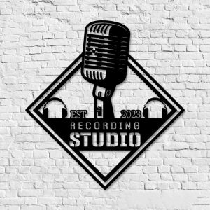 DINOZOZO Audio Studio Microphone Headphones Music Room Recording Studio Business Custom Metal Signs