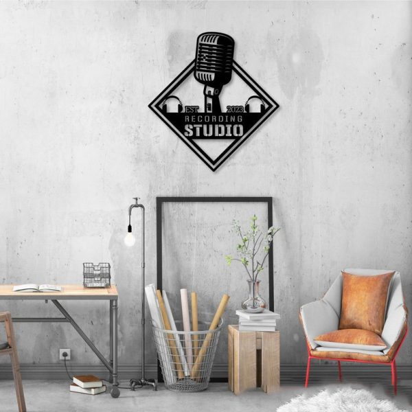 DINOZOZO Audio Studio Microphone Headphones Music Room Recording Studio Business Custom Metal Signs