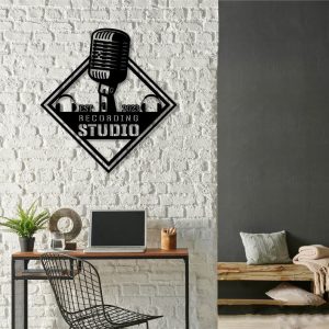 DINOZOZO Audio Studio Microphone Headphones Music Room Recording Studio Business Custom Metal Signs3