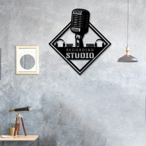 DINOZOZO Audio Studio Microphone Headphones Music Room Recording Studio Business Custom Metal Signs4