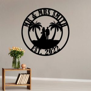 DINOZOZO Beach Wedding Bride Groom Valentines Day Engagement Wedding Anniversary Gift Custom Metal Signs