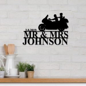 DINOZOZO Biker Couple Motorcycle Valentines Day Engagement Wedding Anniversary Gift Custom Metal Signs4