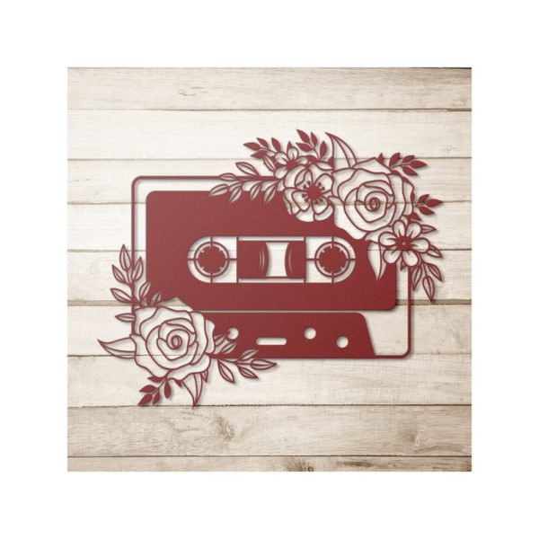 DINOZOZO Boho Floral Cassette Tape Retro Mixtape Music Room Recording Studio Business Custom Metal Signs