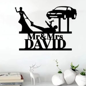 DINOZOZO Bride And Groom Mechanic Wedding Valentine’s Day Anniversary Gift Custom Metal Signs