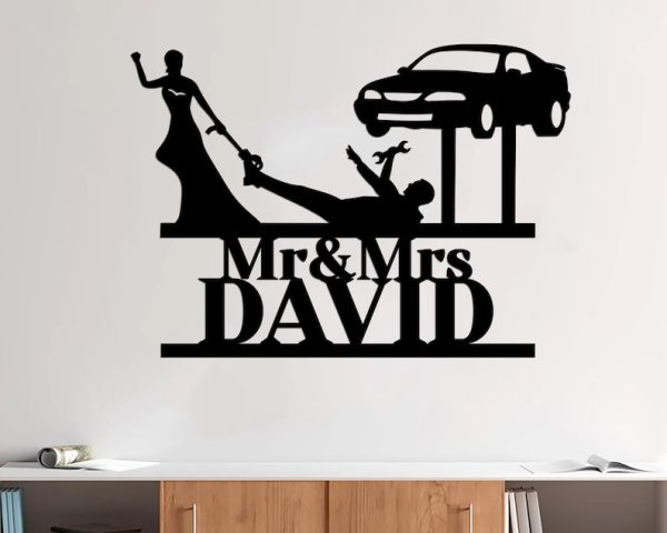 DINOZOZO Bride And Groom Mechanic Wedding Valentine’s Day Anniversary Gift Custom Metal Signs