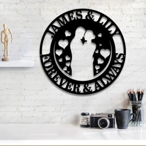 DINOZOZO Bride and Groom Forever Always Engagement Wedding Valentine’s Day Anniversary Gift Custom Metal Signs