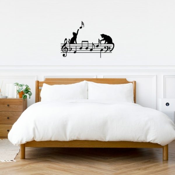 DINOZOZO Cat Playing with Music Notes Sheet Music Art Music Room Recording Studio Business Custom Metal Signs