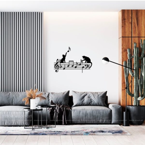 DINOZOZO Cat Playing with Music Notes Sheet Music Art Music Room Recording Studio Business Custom Metal Signs