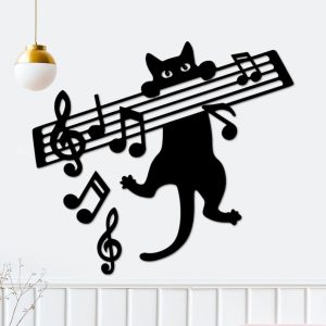 DINOZOZO Cat Playing with Music Steve Music Room Recording Studio Business Custom Metal Signs