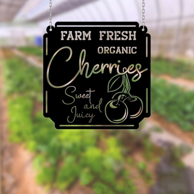 DINOZOZO Cherry Farm Sweet and Juicy Custom Metal Signs Gift for Farmer