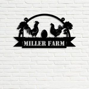 DINOZOZO Chicken Farm Rooster and Hen Custom Metal Signs Gift for Farmer2
