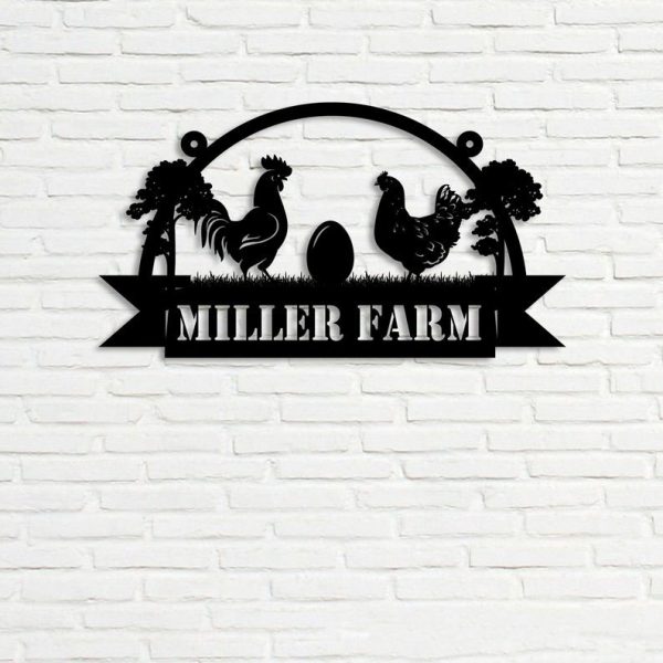 DINOZOZO Chicken Farm Rooster and Hen Custom Metal Signs Gift for Farmer