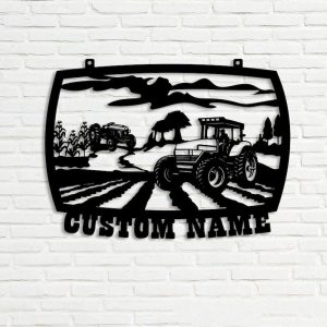DINOZOZO Corn Grain Harvester with Cattle Farm Farmhouse Custom Metal Signs Gift for Farmer2