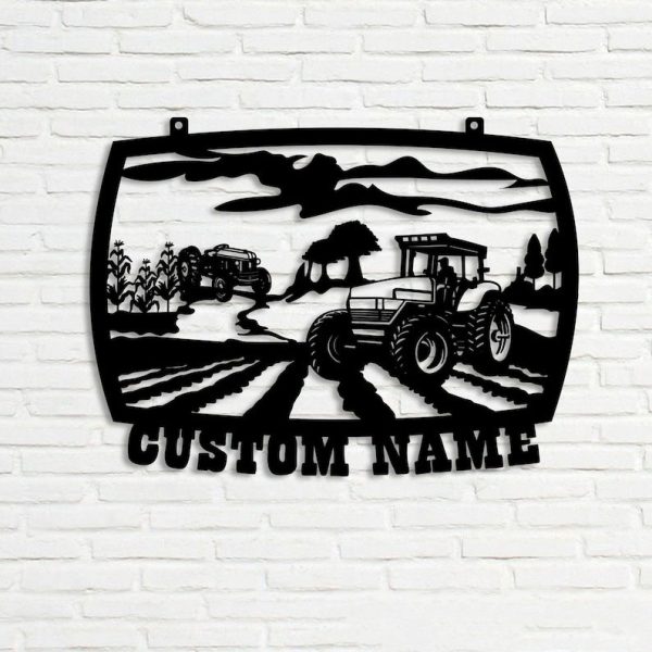 DINOZOZO Corn & Grain Harvester with Cattle Farm Farmhouse Custom Metal Signs Gift for Farmer