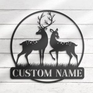 DINOZOZO Couple Deer Hunting Hunter Name Wedding Valentines Day Anniversary Gift Custom Metal Signs3