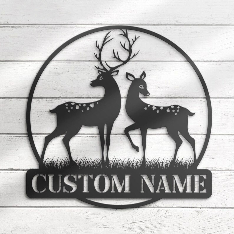 DINOZOZO Couple Deer Hunting Hunter Name Wedding Valentines Day Anniversary Gift Custom Metal Signs3
