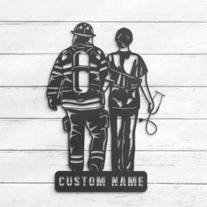 DINOZOZO Couple Doctor Firefighter Wedding Valentines Day Anniversary Gift Custom Metal Signs4