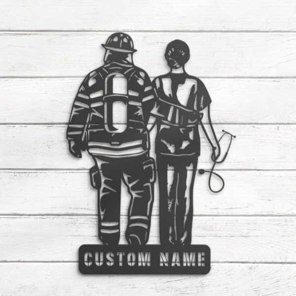 DINOZOZO Couple Doctor Firefighter Wedding Valentine’s Day Anniversary Gift Custom Metal Signs