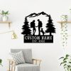 DINOZOZO Couple Hiking With Dogs Mountain Climbing Hiker Anniversary Valentines Day Gift for Her Him Custom Metal Signs