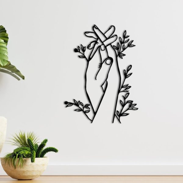 DINOZOZO Couple Holding Hand Flower Minimalist Line Art Wedding Gift for Couple Anniversary Valentine’s Day Gift for Her Him Custom Metal Signs