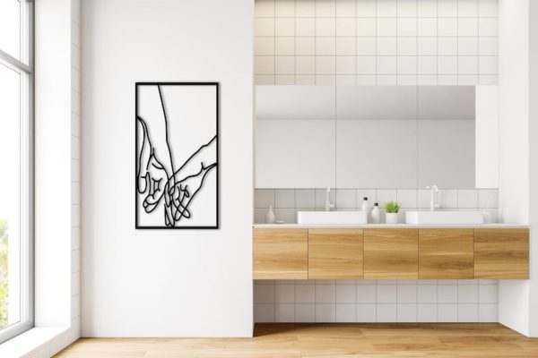 DINOZOZO Couple Holding Hands Minimalist Line Art Wedding Gift for Couple Anniversary Valentine’s Day Gift for Her Him Custom Metal Signs