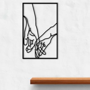 DINOZOZO Couple Holding Hands Minimalist Line Art Wedding Gift for Couple Anniversary Valentine’s Day Gift for Her Him Custom Metal Signs