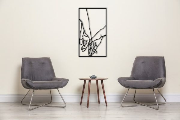 DINOZOZO Couple Holding Hands Minimalist Line Art Wedding Gift for Couple Anniversary Valentine’s Day Gift for Her Him Custom Metal Signs