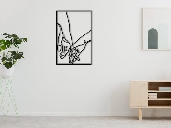 DINOZOZO Couple Holding Hands Minimalist Line Art Wedding Gift for Couple Anniversary Valentine’s Day Gift for Her Him Custom Metal Signs