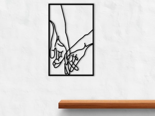 DINOZOZO Couple Holding Hands Minimalist Line Art Wedding Gift for Couple Anniversary Valentine’s Day Gift for Her Him Custom Metal Signs