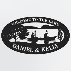 DINOZOZO Couple In Canoe Lake House Valentines Day Engagement Wedding Anniversary Gift Custom Metal Signs